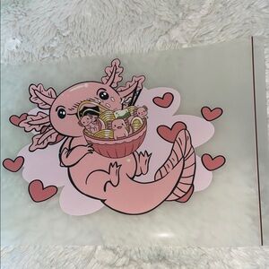 Cute Pink Axolotl Art Print for a t-shirt transfer for the gamers and cosplay